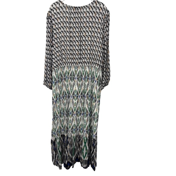 Chico's Maxi Dress Metallic Womens 3X Plus Aztec Midi Long Sleeve V-Neck - Picture 3 of 11